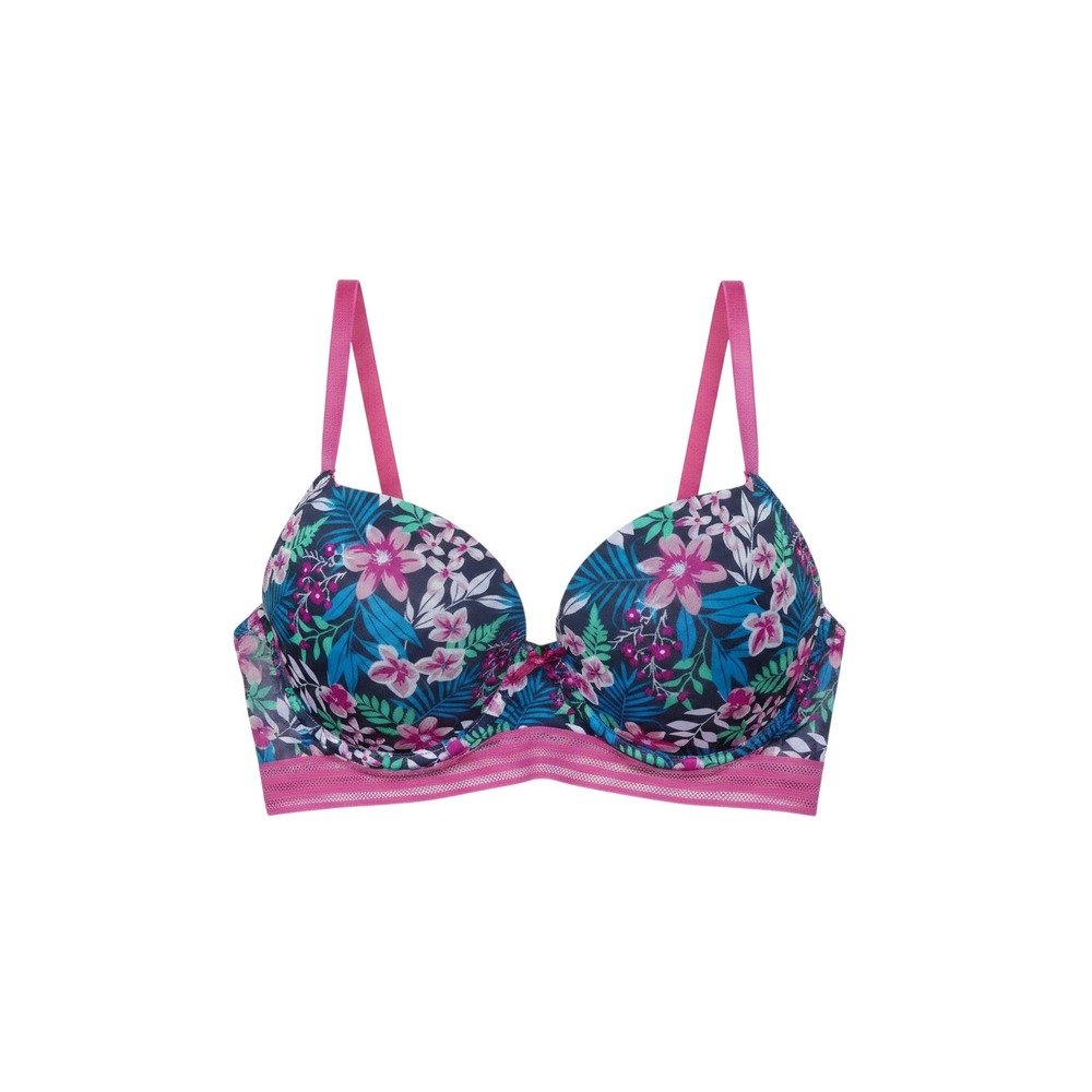 Spree Balconette Bra Womens 36C Coral Floral Underwire Padded Tropical